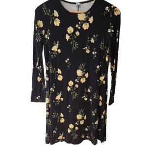 Old Navy Small Garden‎ Print Black and Yellow Women's Dress